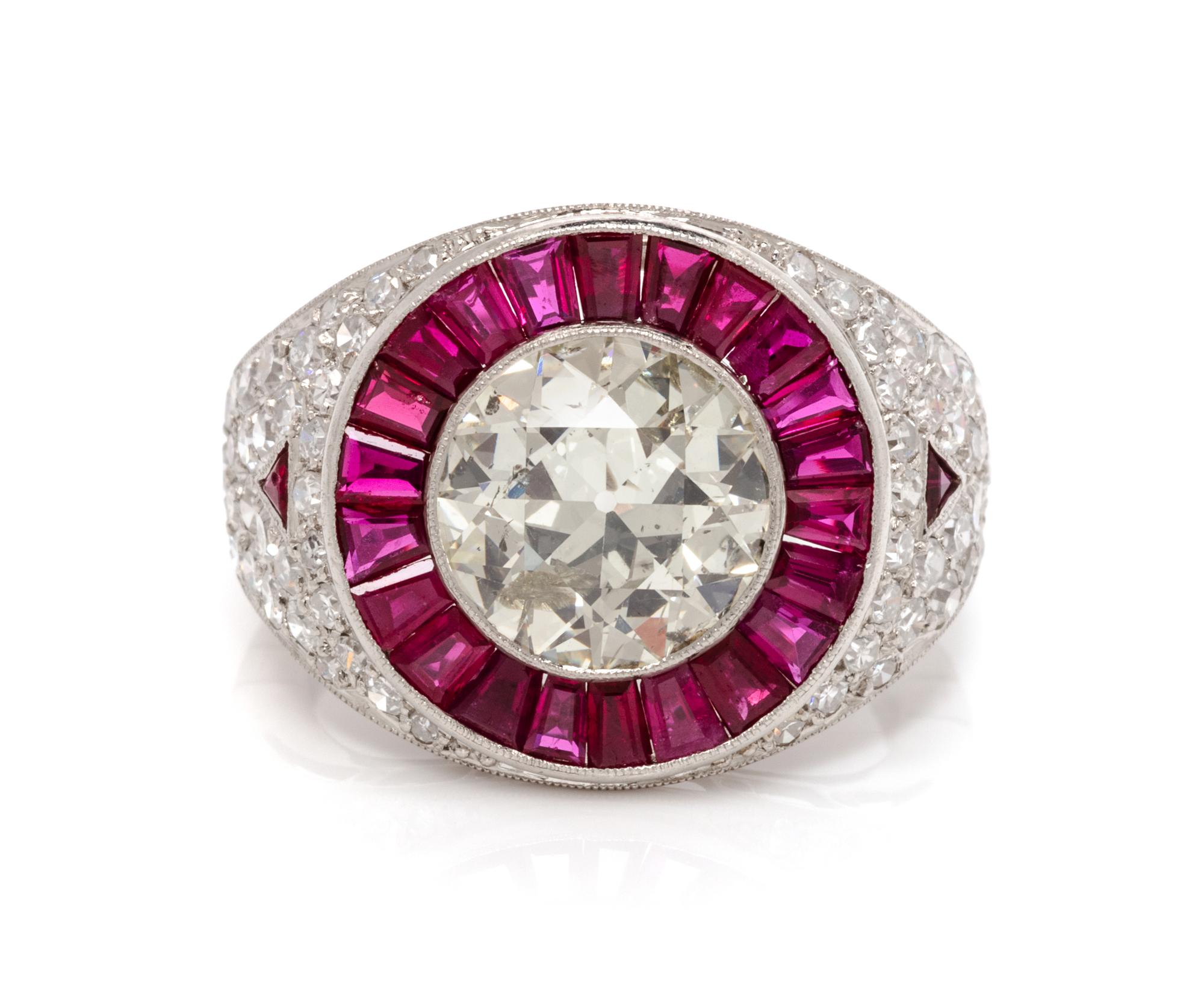 A Platinum, Diamond and Ruby Ring, 5.60 dwts.