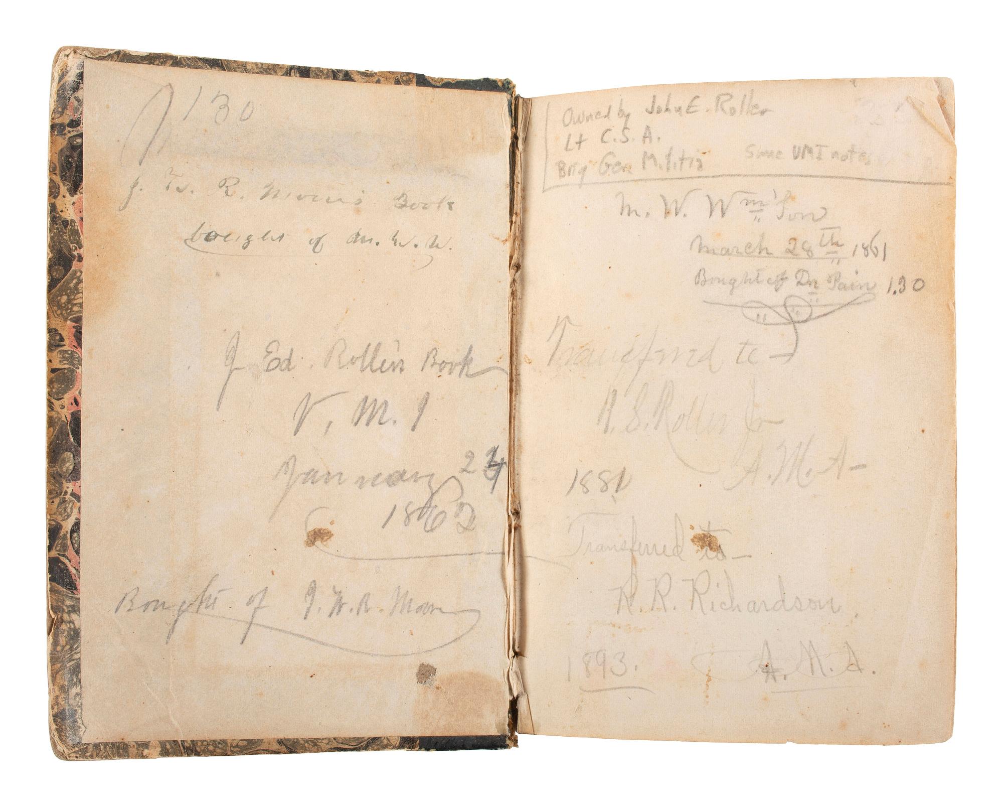 [CIVIL WAR]. TACITUS, Publius Cornelius (ca 56-ca 120). Opera. Leipzig: Karl Tauchnitz, 1846. Copy owned by 3 VMI Cadets who served in Virginia regiments, SIGNED by Col. PRESTON and Dr. MADISON.