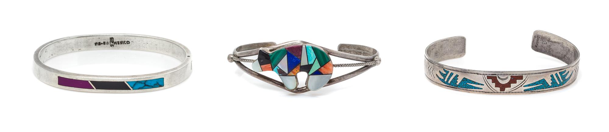 A Collection of Sterling Silver and Multigem Bracelets, 39.40 dwts.