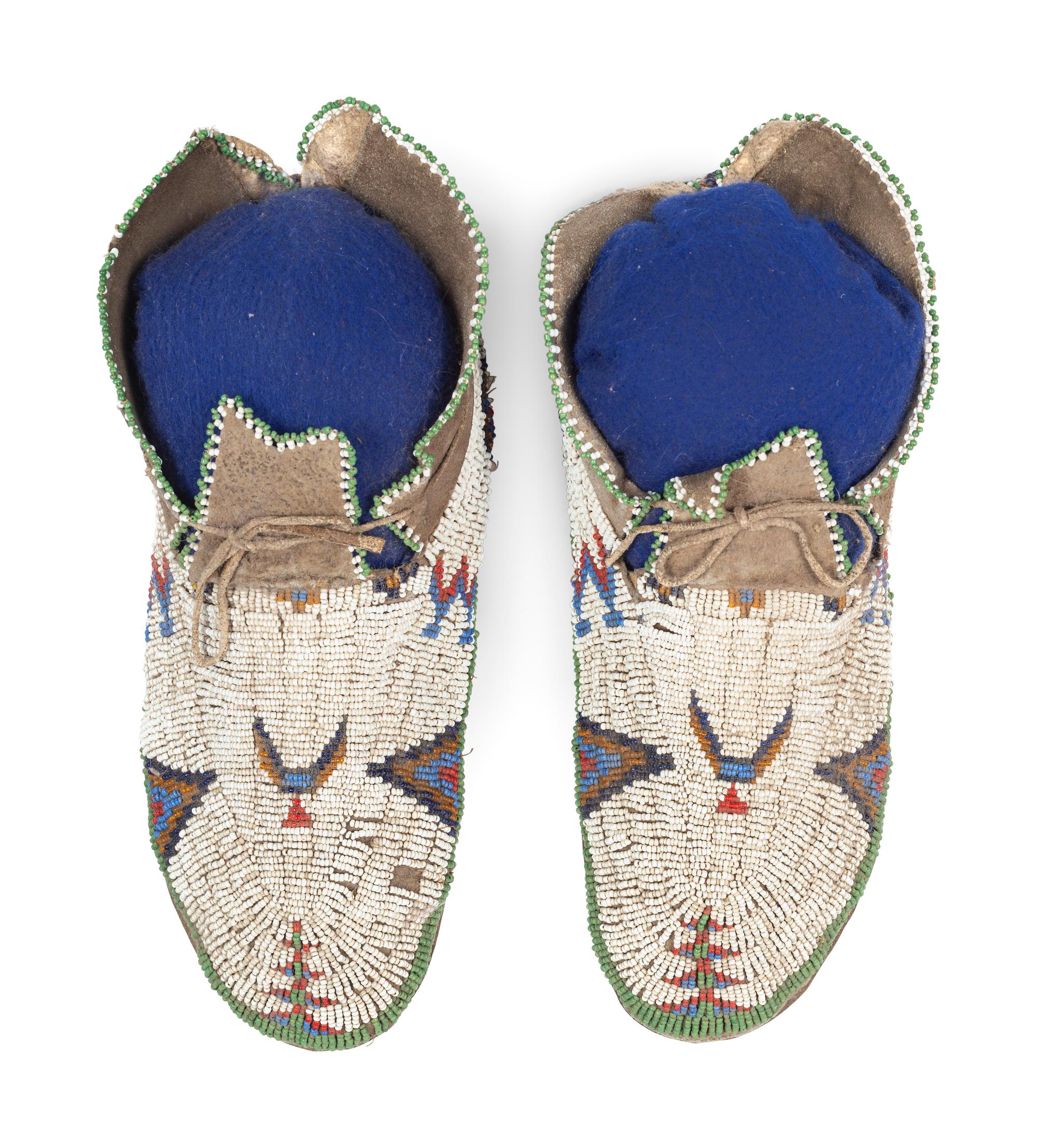 Cheyenne Beaded Hide Moccasins