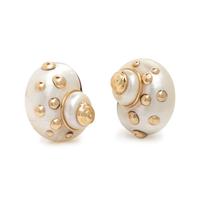 Maz, Turbo Shell and Yellow Gold Earrings