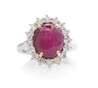 A White Gold, Star Ruby and Diamond Ring, 3.90 dwts.