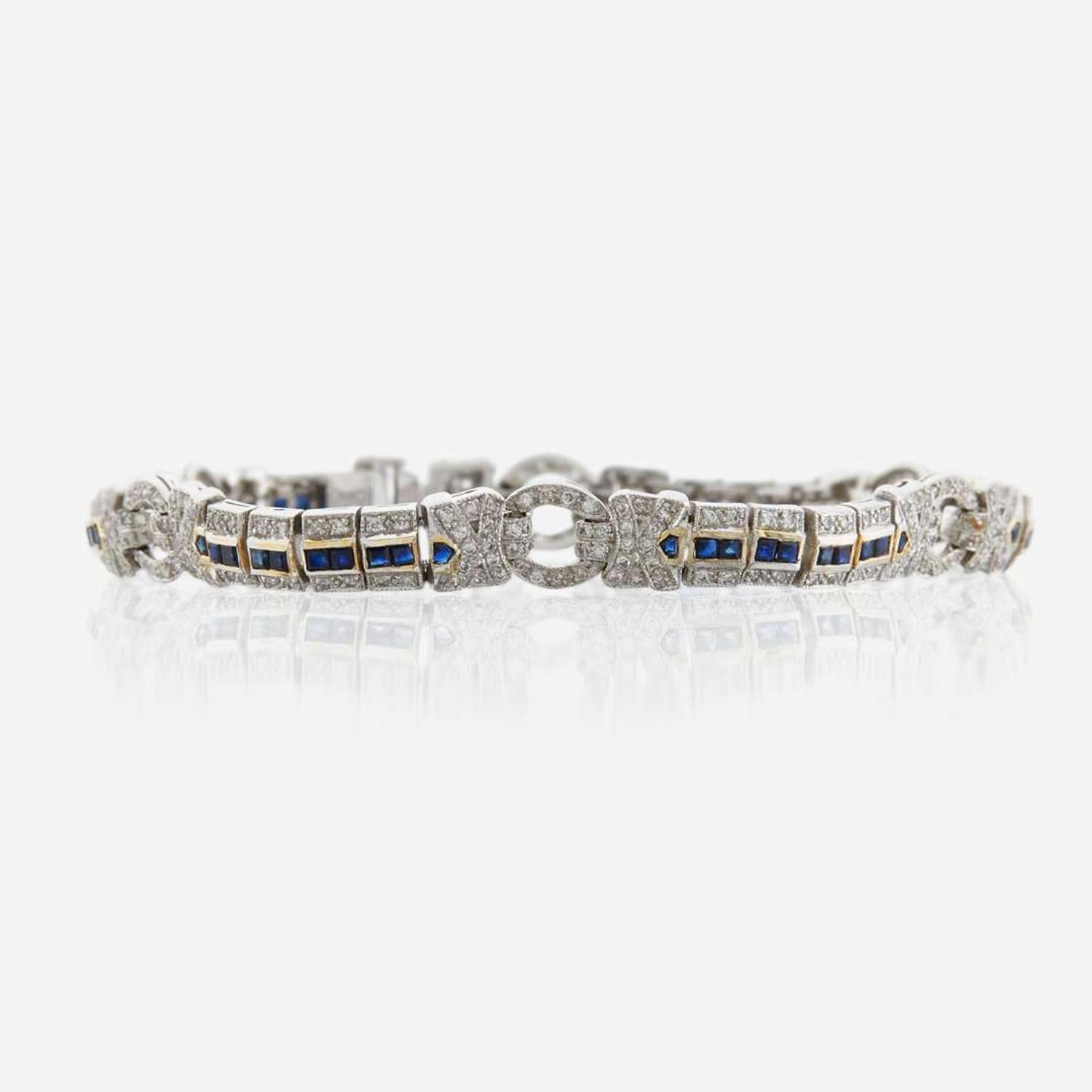 Sapphire and diamond bracelet circular links