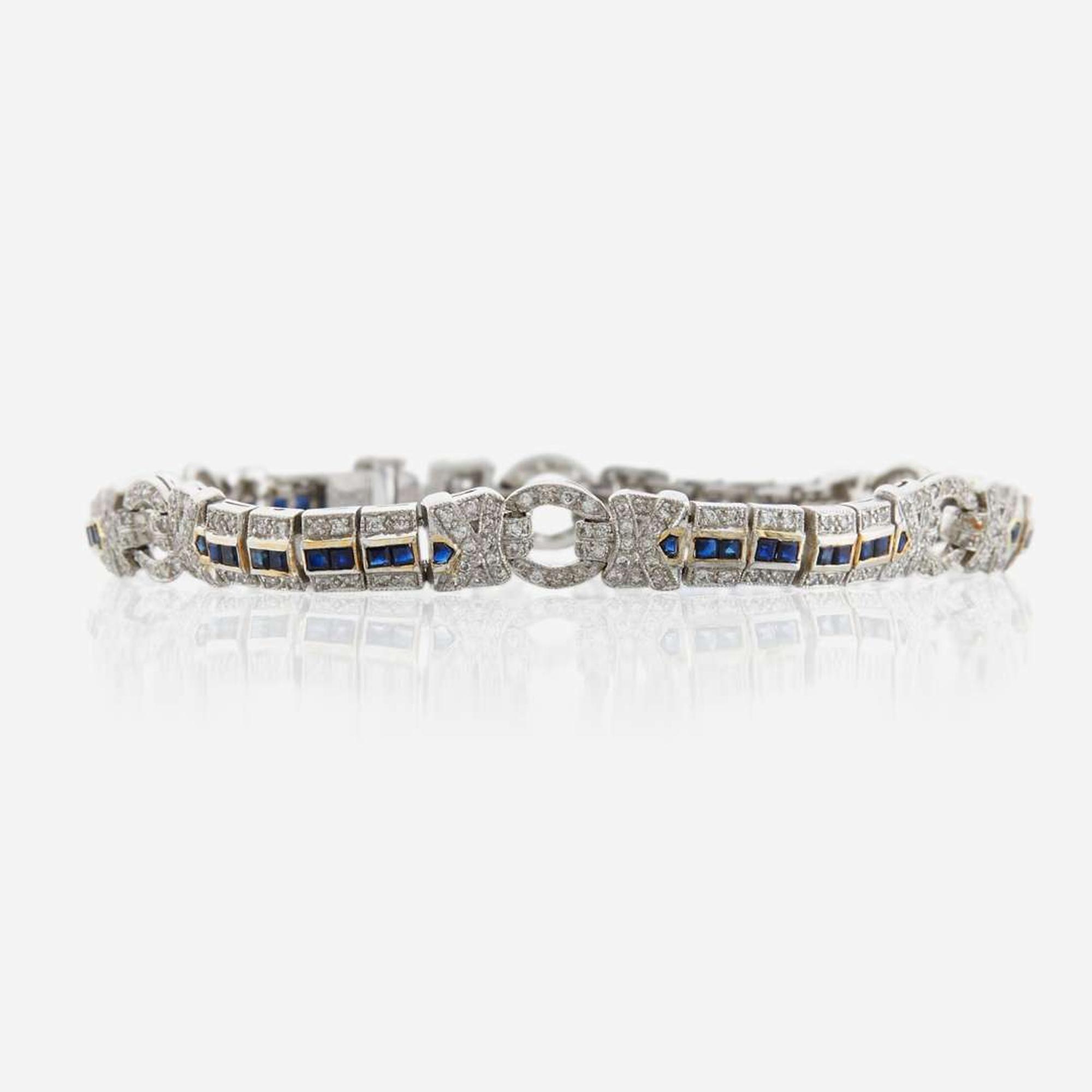 Sapphire and diamond bracelet circular links