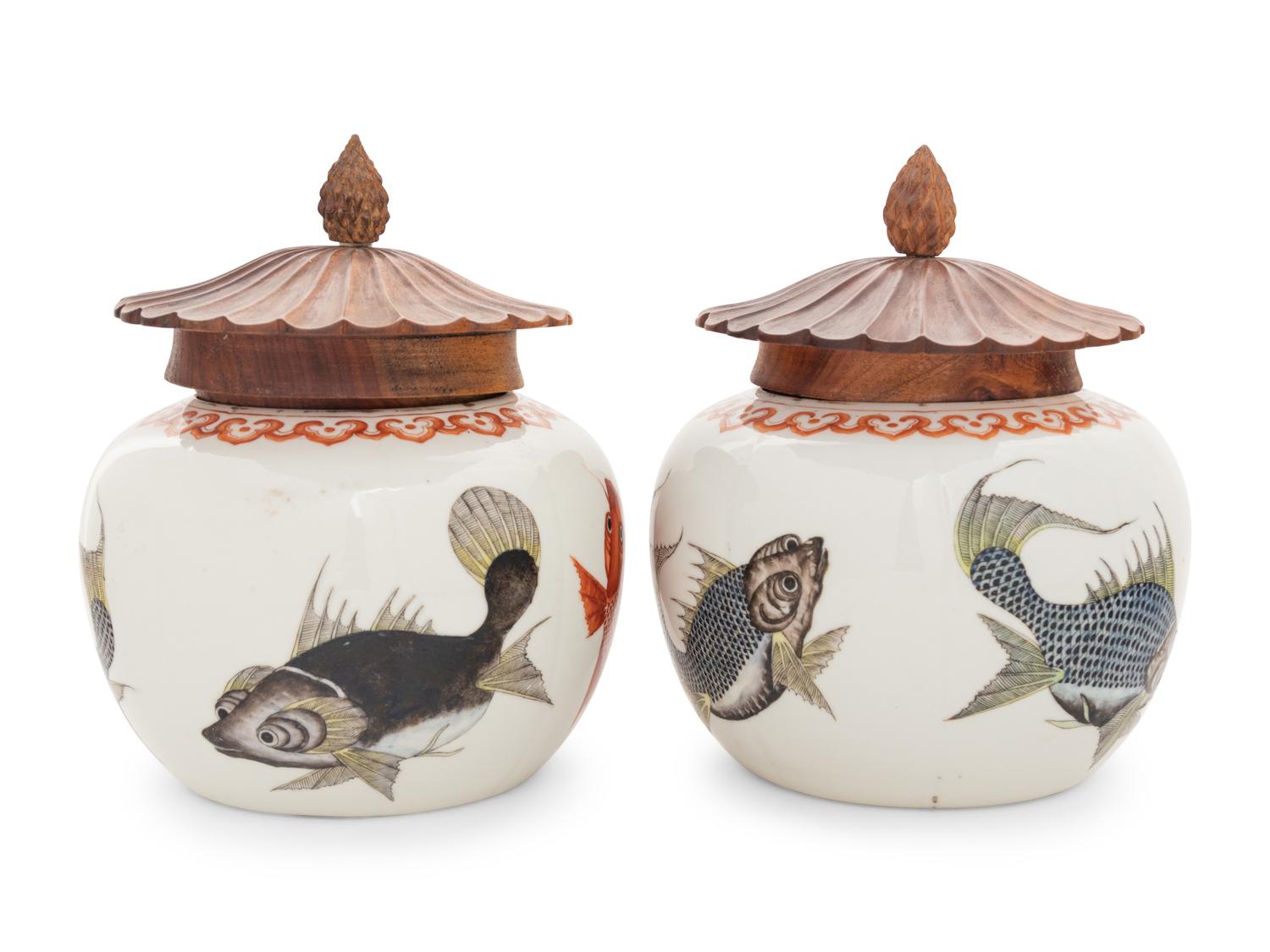 A Pair of Chinese Famille Rose Porcelain Jars