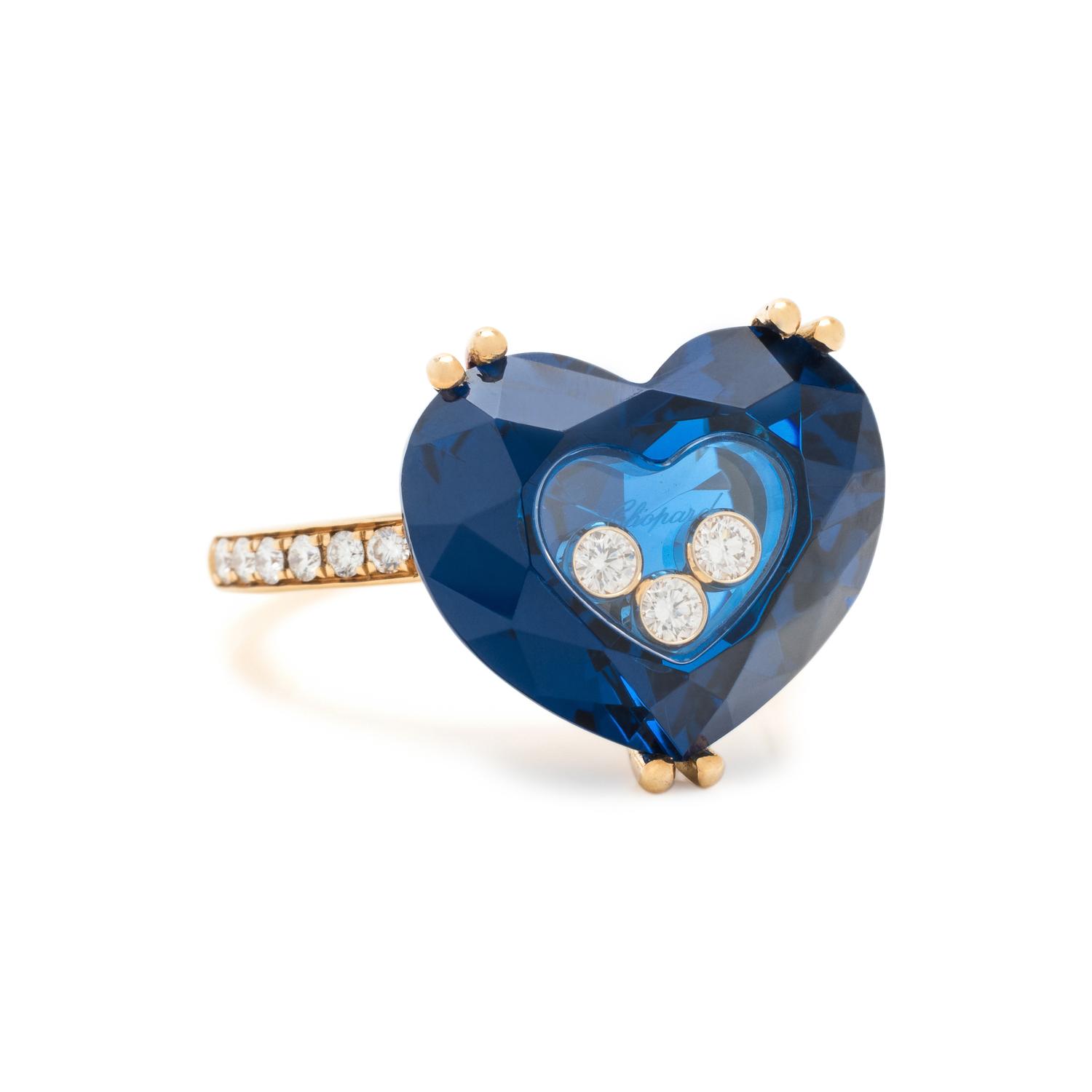 CHOPARD, DIAMOND AND BLUE CRYSTAL 'HAPPY DIAMONDS' RING