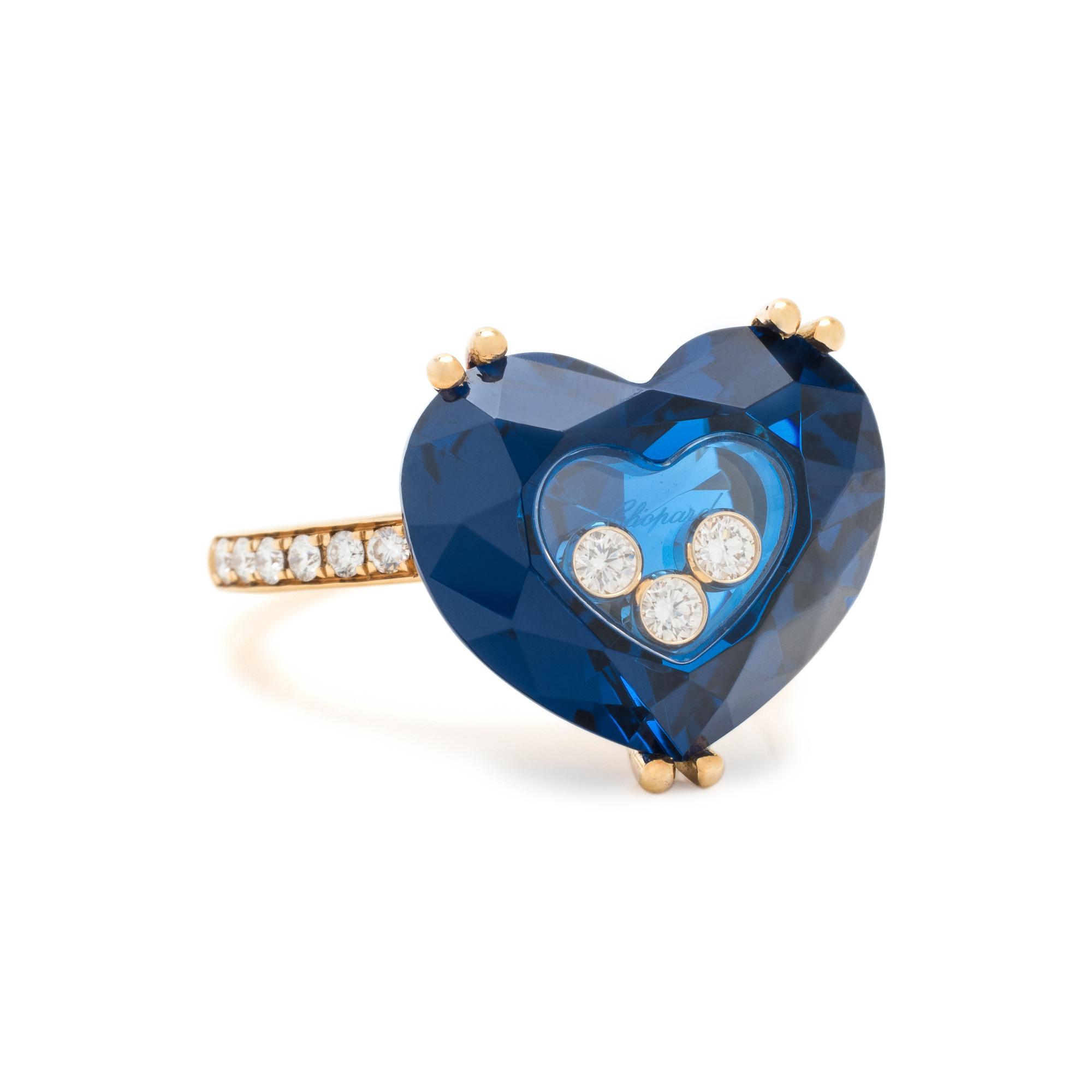 CHOPARD, DIAMOND AND BLUE CRYSTAL 'HAPPY DIAMONDS' RING
