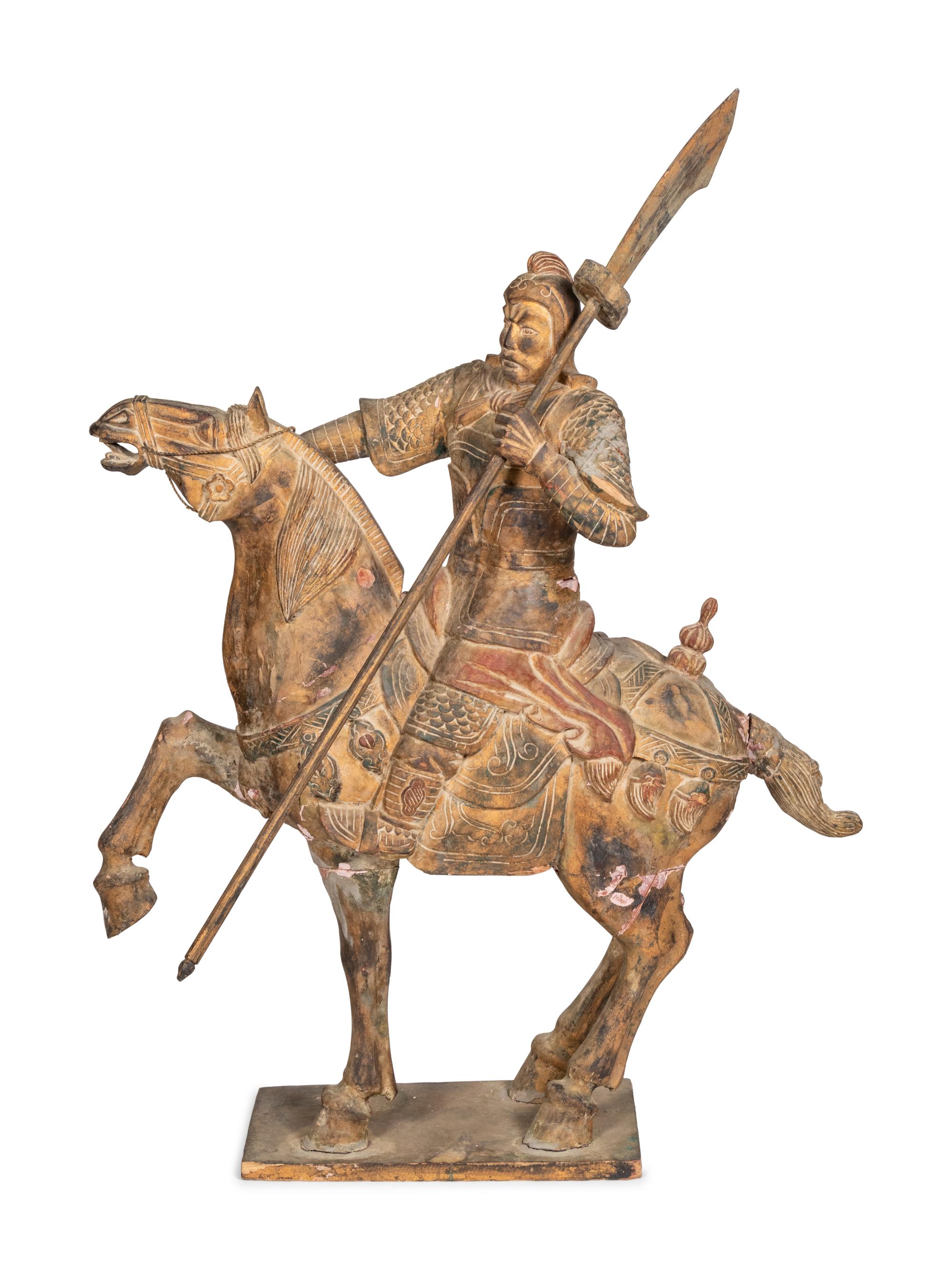 A Carved Chinese Warrior on Horseback