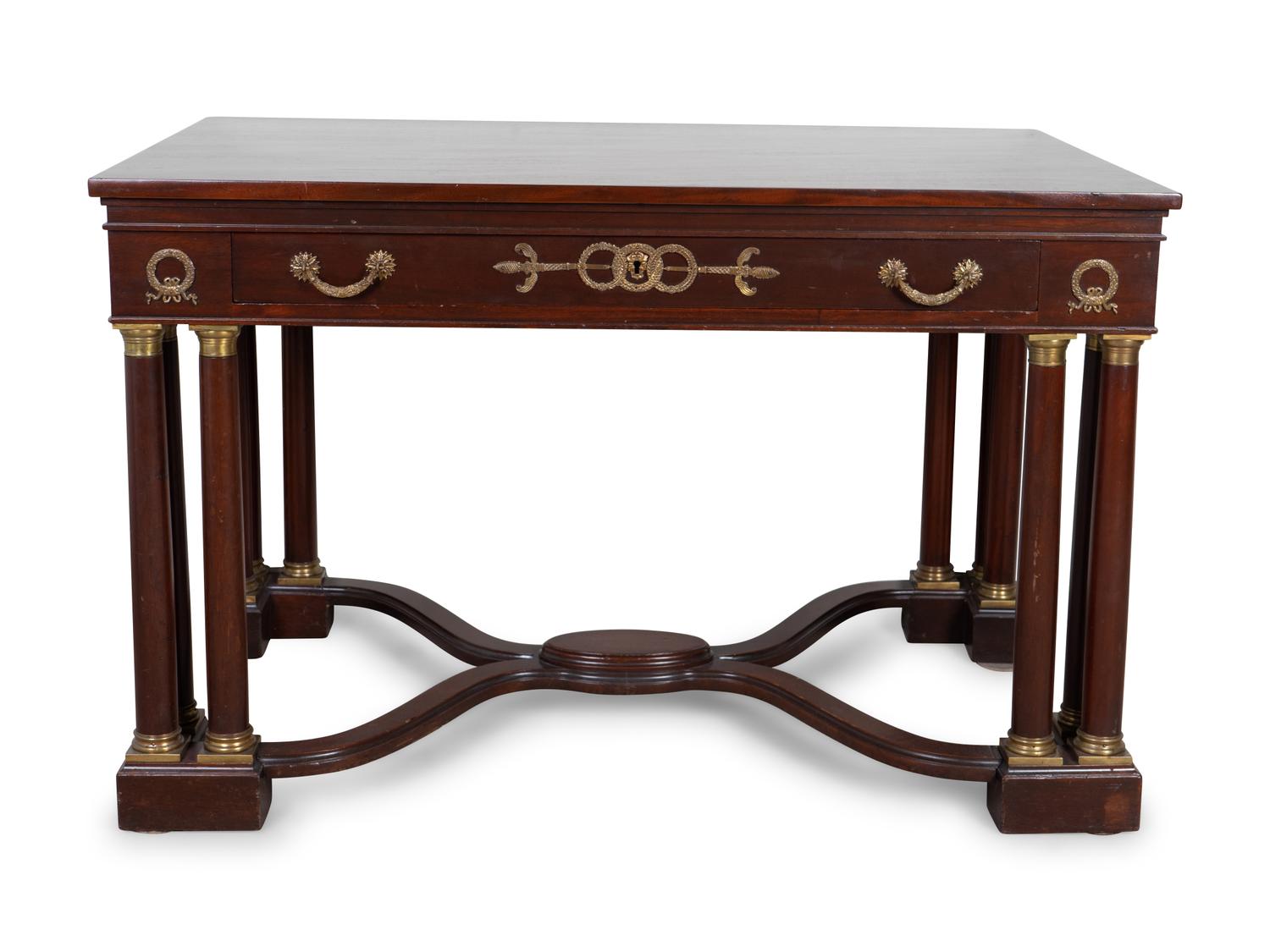 An Empire Style Gilt-Metal-Mounted Mahogany Library Table — EARLY 20TH CENTURY