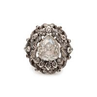 ANTIQUE, SILVER-TOPPED GOLD AND DIAMOND RING