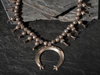 Navajo Silver Squash Blossom Necklace
