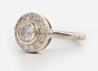 A 14K White Gold and Diamond Ring