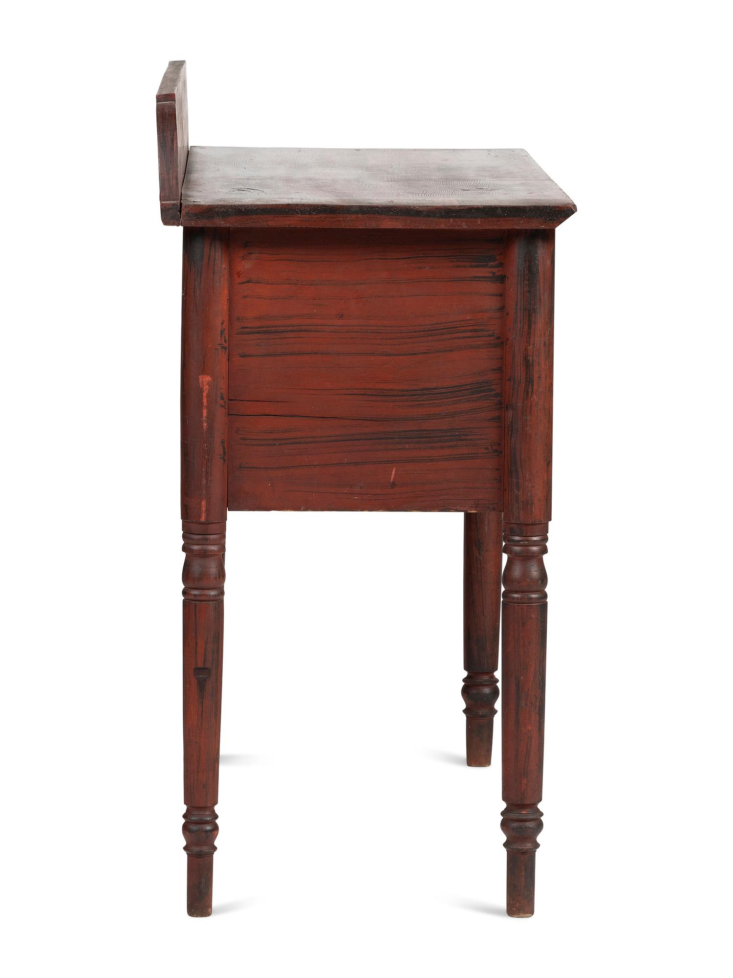 A Classical Country Grain Painted Pine and Maple Two-Drawer Console