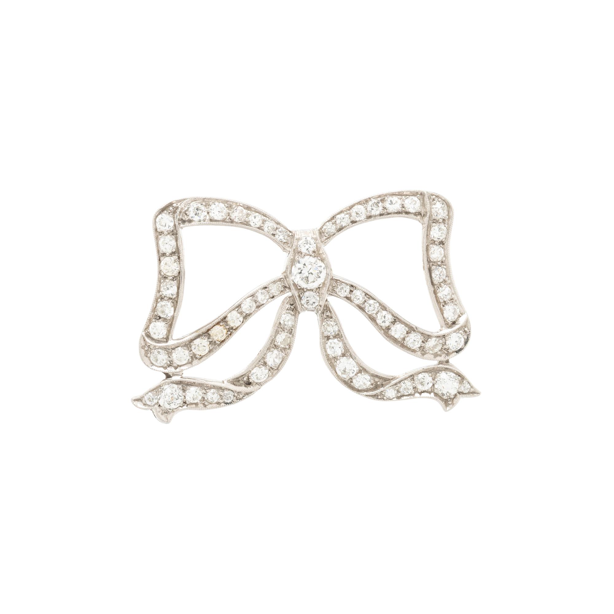 ANTIQUE, DIAMOND BOW BROOCH