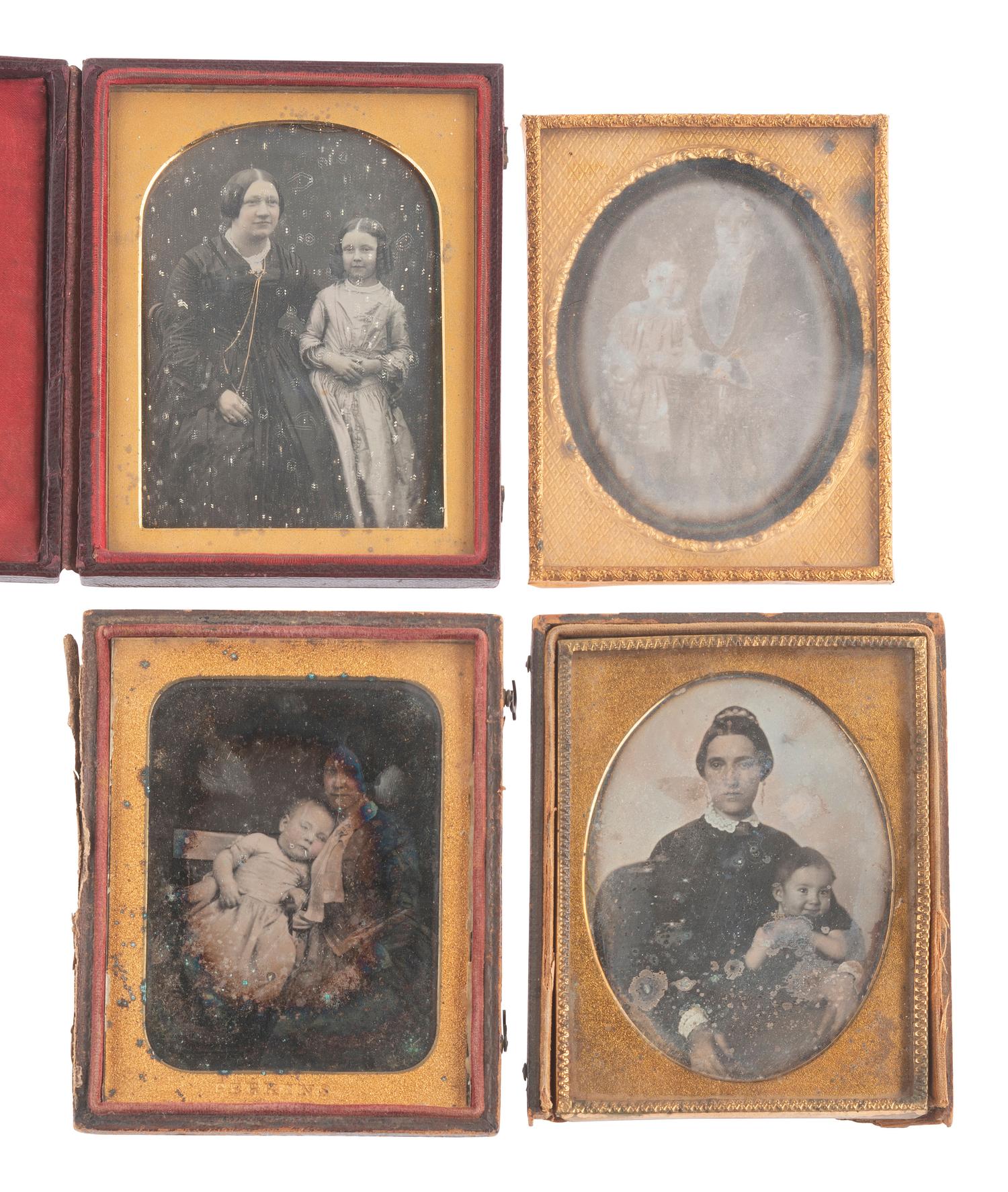 [EARLY PHOTOGRAPHY]. 13 charming quarter plate daguerreotype portraits of parents and children.