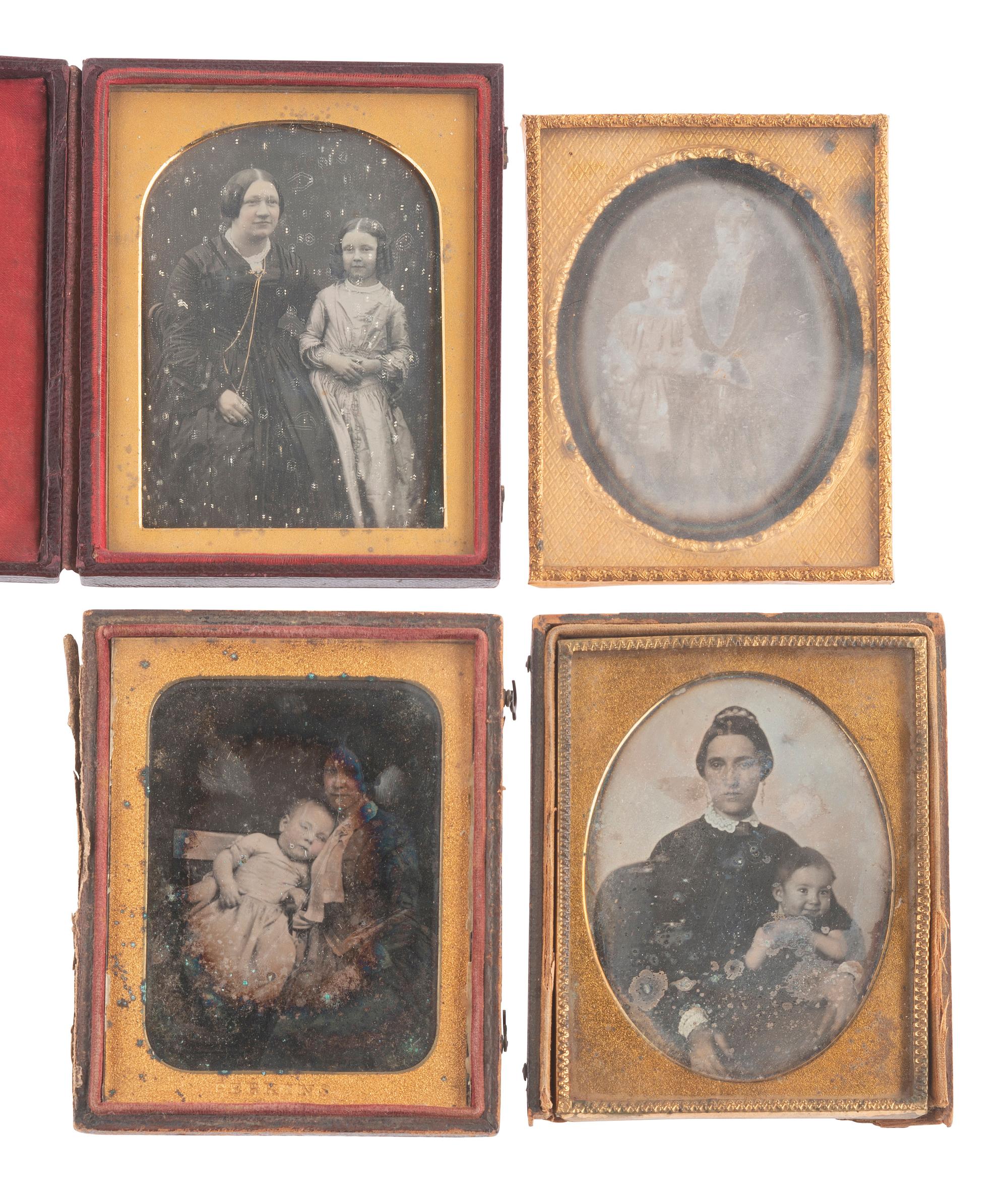 [EARLY PHOTOGRAPHY]. 13 charming quarter plate daguerreotype portraits of parents and children.