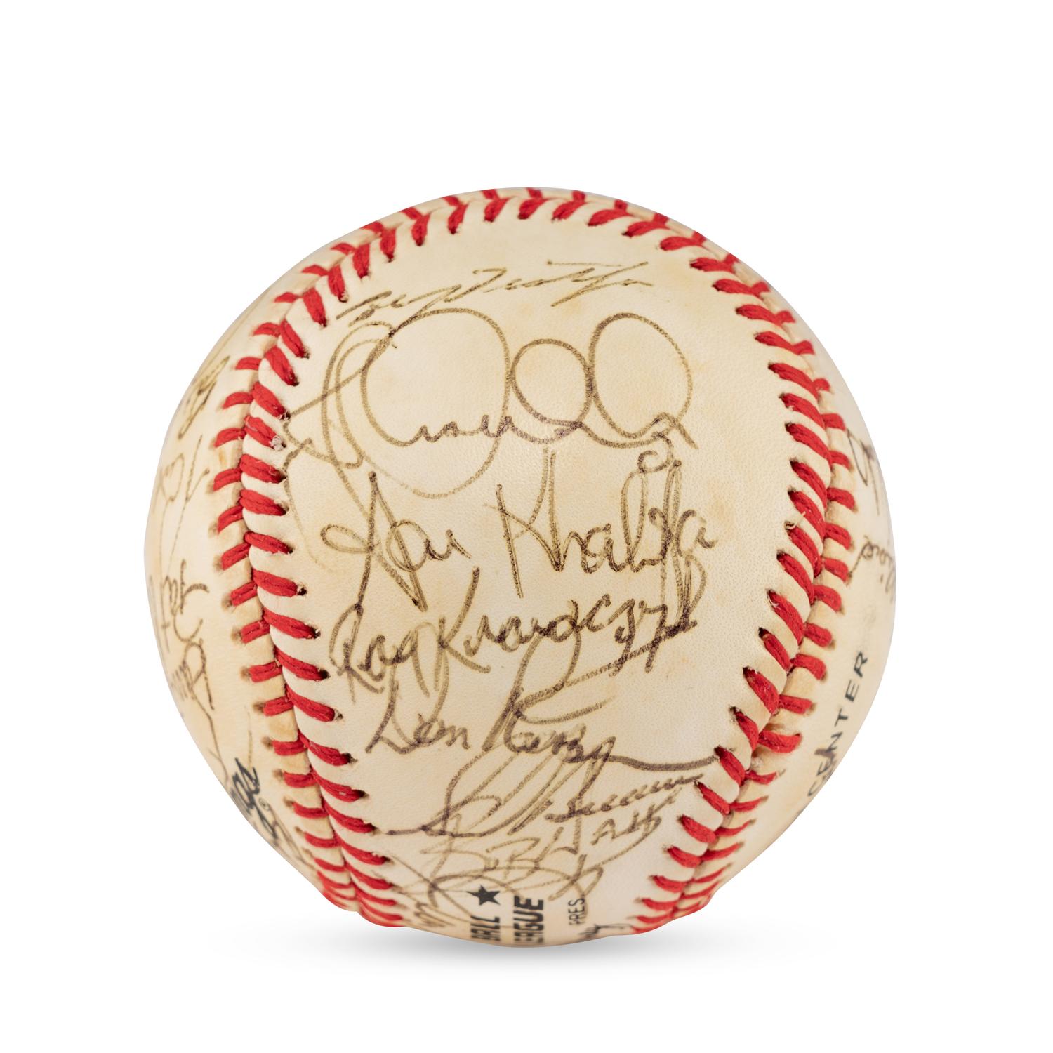 A 1986 Pittsburgh Pirates Team Signed Autograph Baseball Including Early Career Barry Bonds Signature