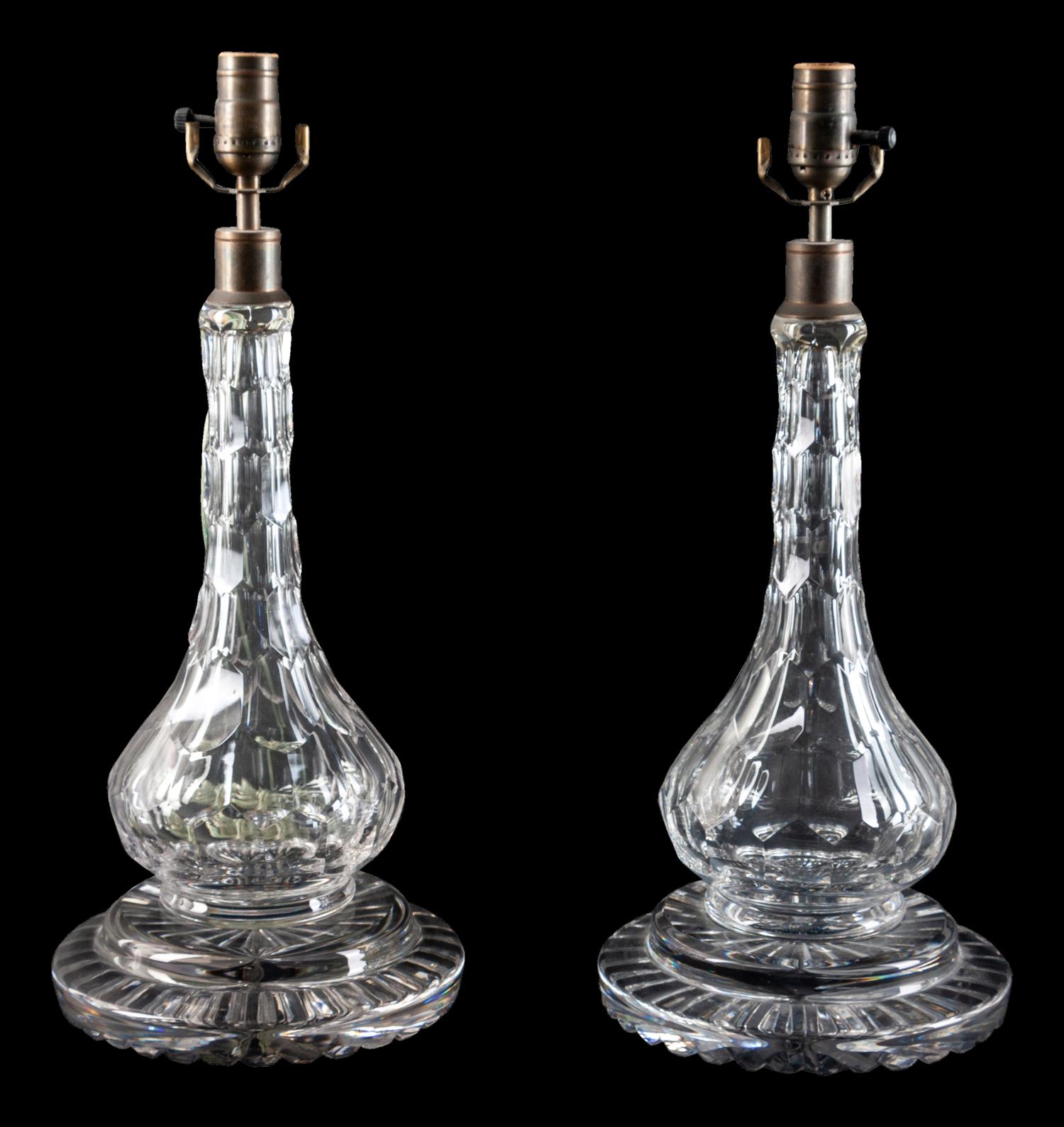 A Pair of Cut Glass Oil Lamp Bases