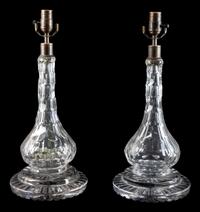 A Pair of Cut Glass Oil Lamp Bases