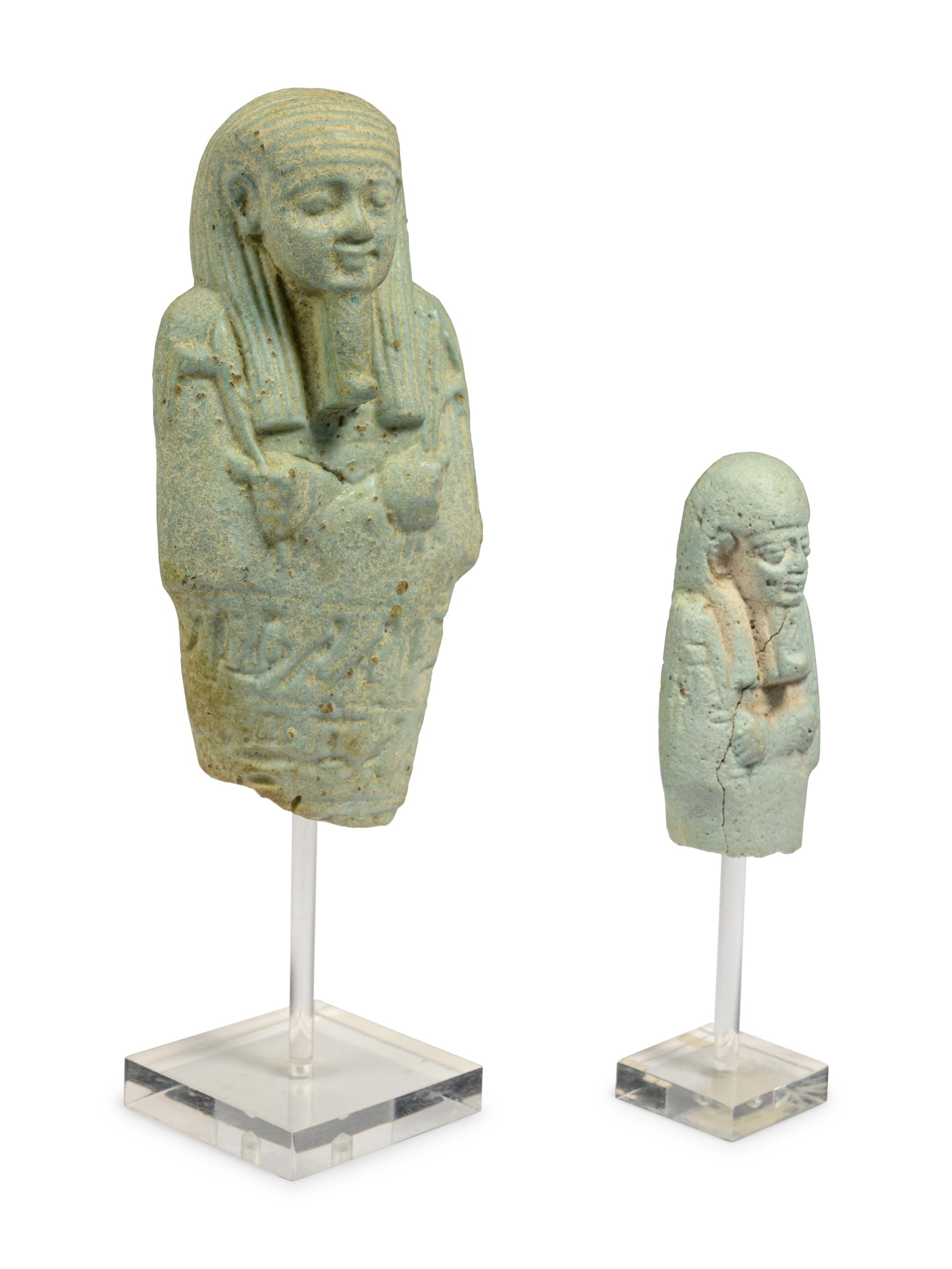 Two Egyptian Faience Ushabti Fragments