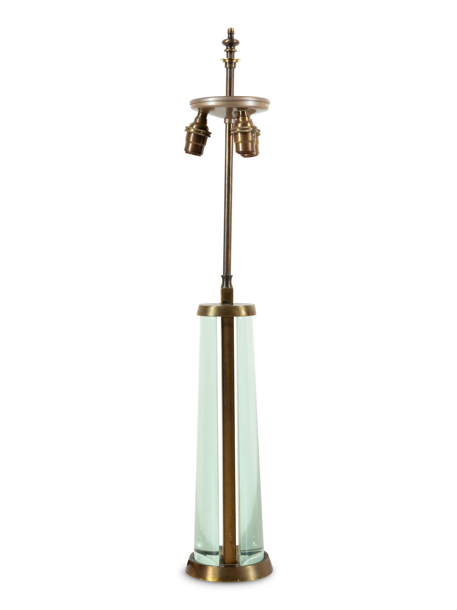 A Fontana Arte Glass and Gilt Brass Table Lamp