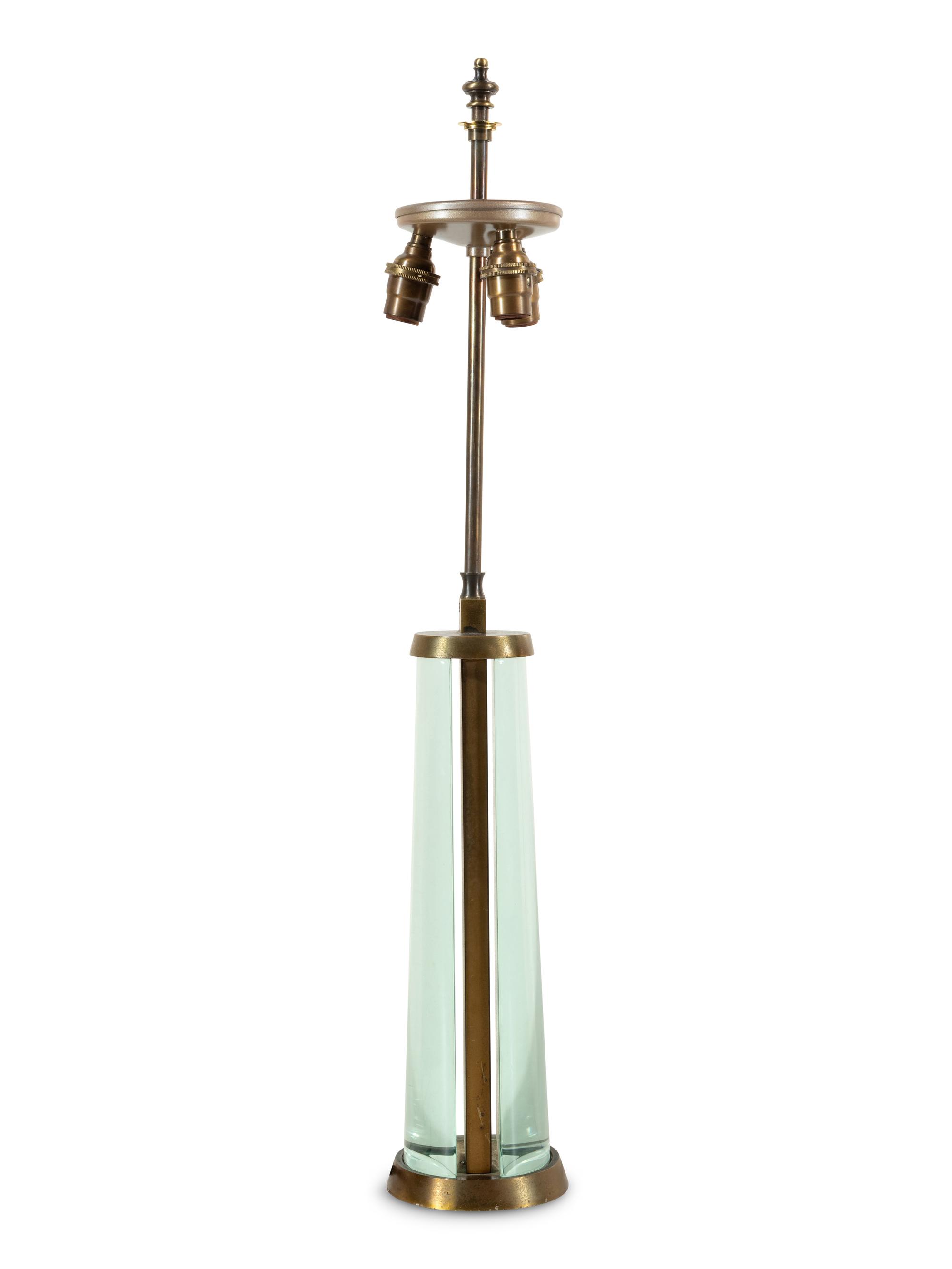 A Fontana Arte Glass and Gilt Brass Table Lamp