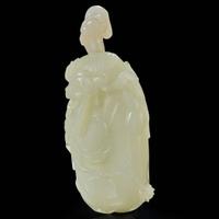 A Chinese carved white jade "Eggplant and Foliage" snuff bottle 白玉雕茄形鼻烟壶 18th/19th Century ???????