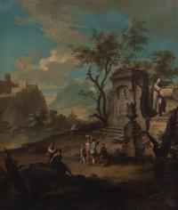 Artist Unknown, (Continental, 18th/19th century), Gathering Near the Steps of the Mausoleum