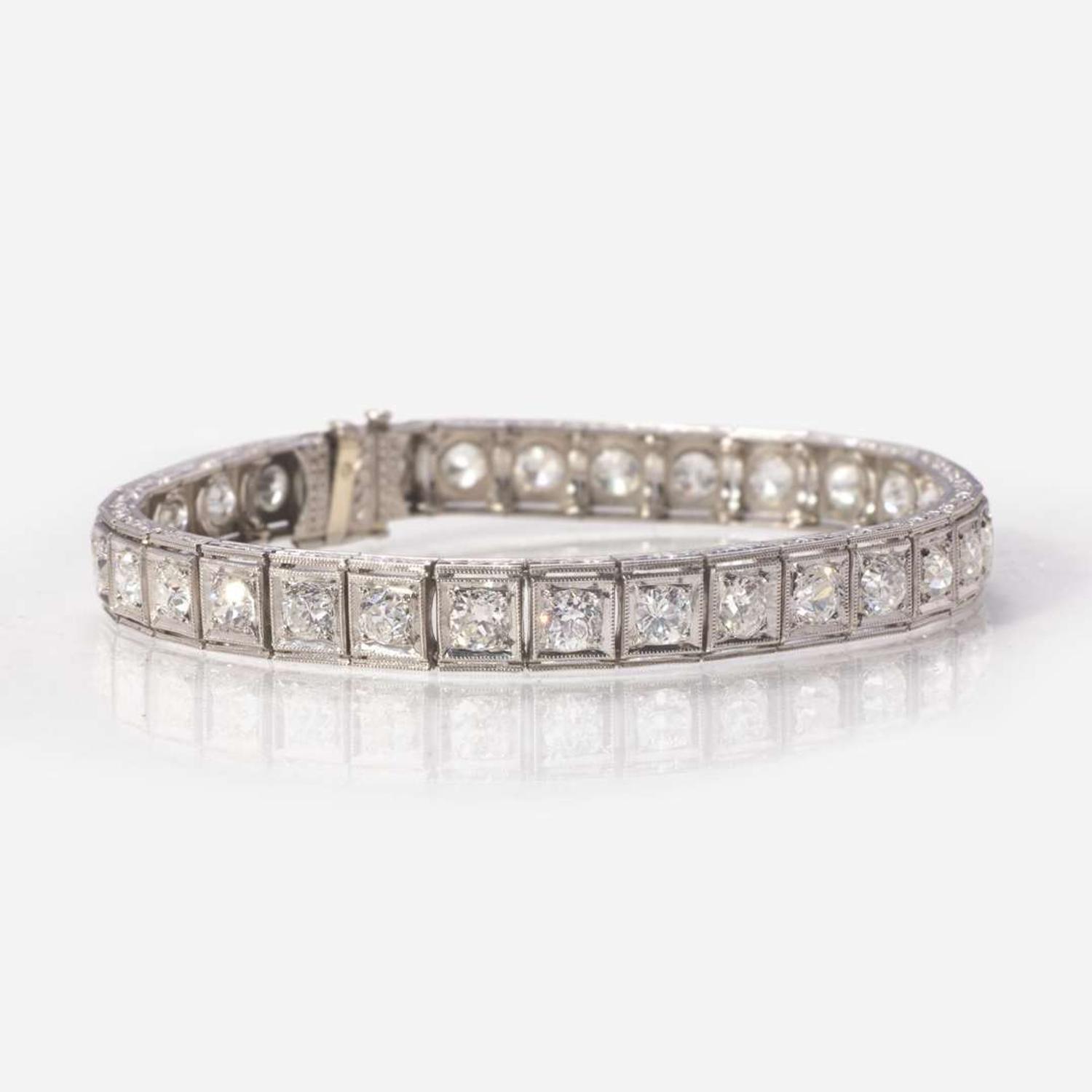 A Platinum and Diamond Line Bracelet