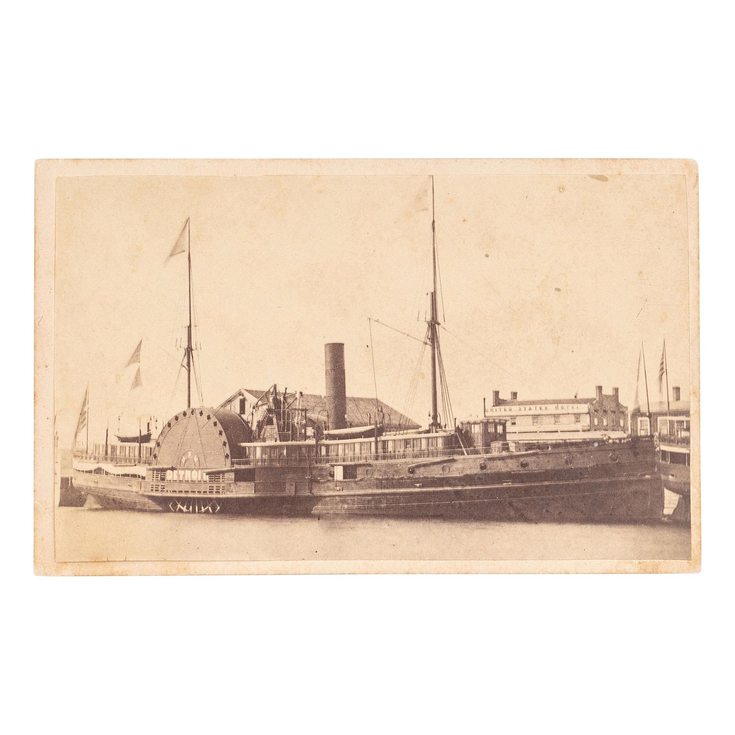 [EARLY PHOTOGRAPHY] -- [US NAVY]. CDV of USS Detroit . Milwaukee, Wisconsin: W.B. Burke, [1860s].