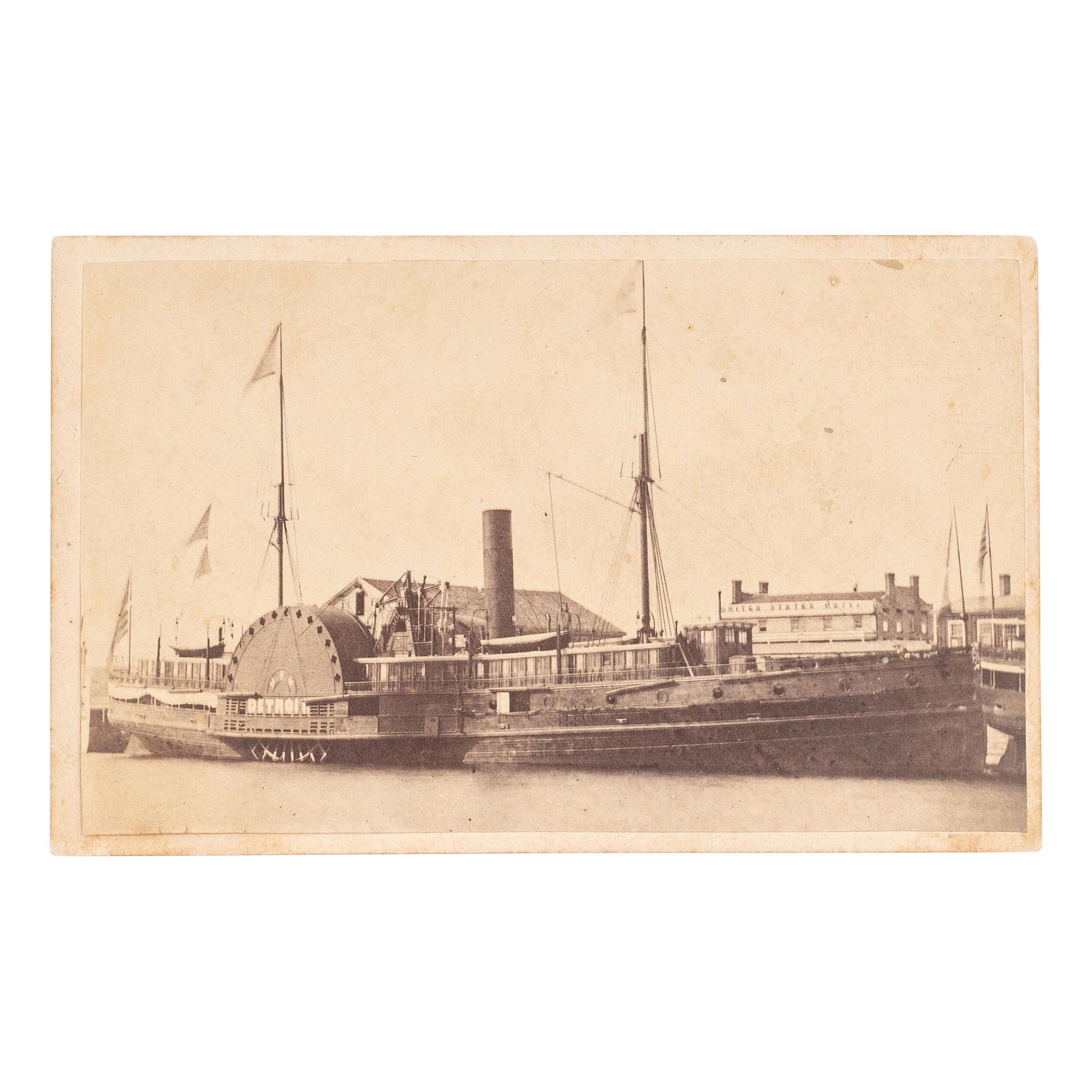 [EARLY PHOTOGRAPHY] -- [US NAVY]. CDV of USS Detroit . Milwaukee, Wisconsin: W.B. Burke, [1860s].