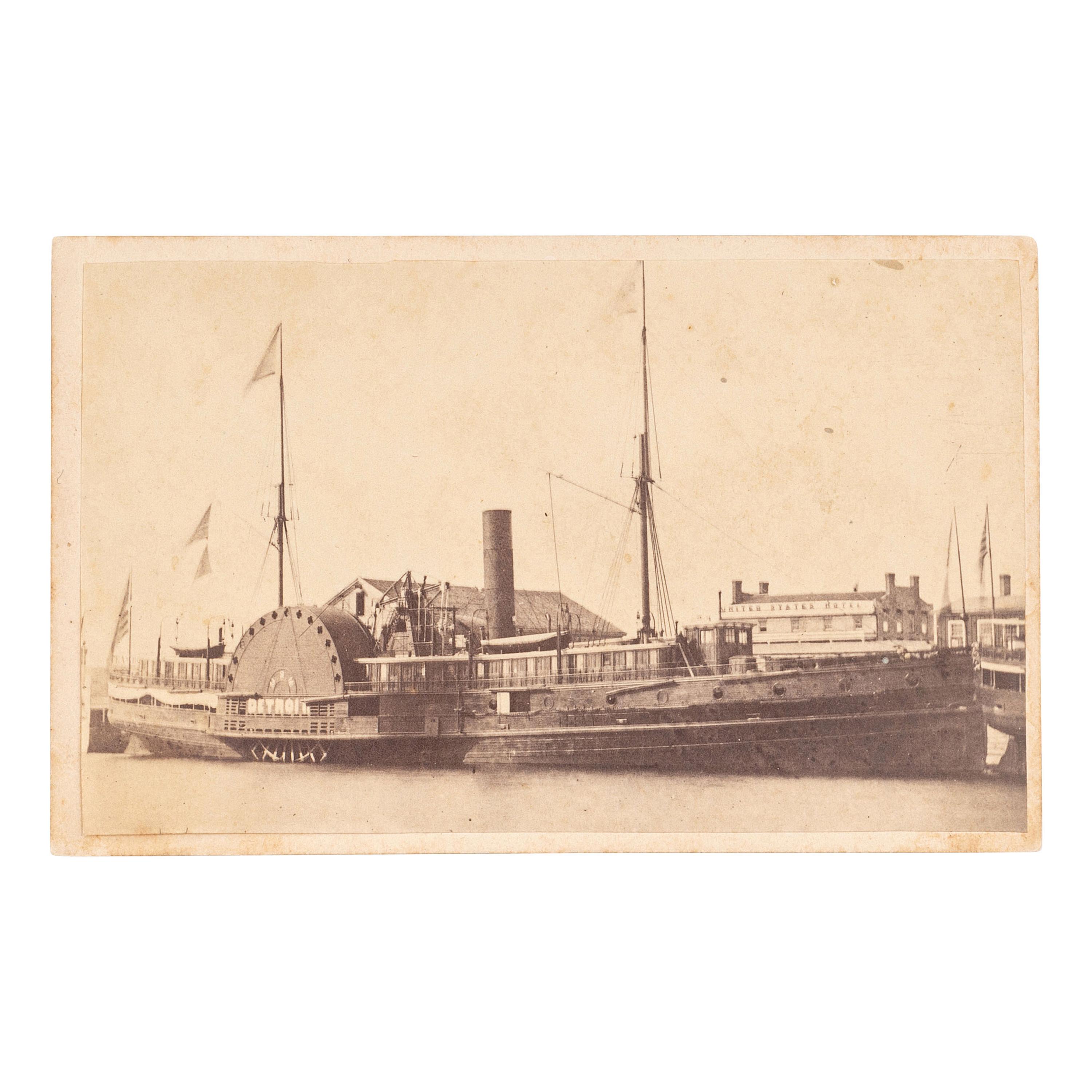[EARLY PHOTOGRAPHY] -- [US NAVY]. CDV of USS Detroit . Milwaukee, Wisconsin: W.B. Burke, [1860s].