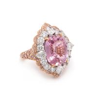 PADPARADSCHA SAPPHIRE, PINK DIAMOND AND DIAMOND RING
