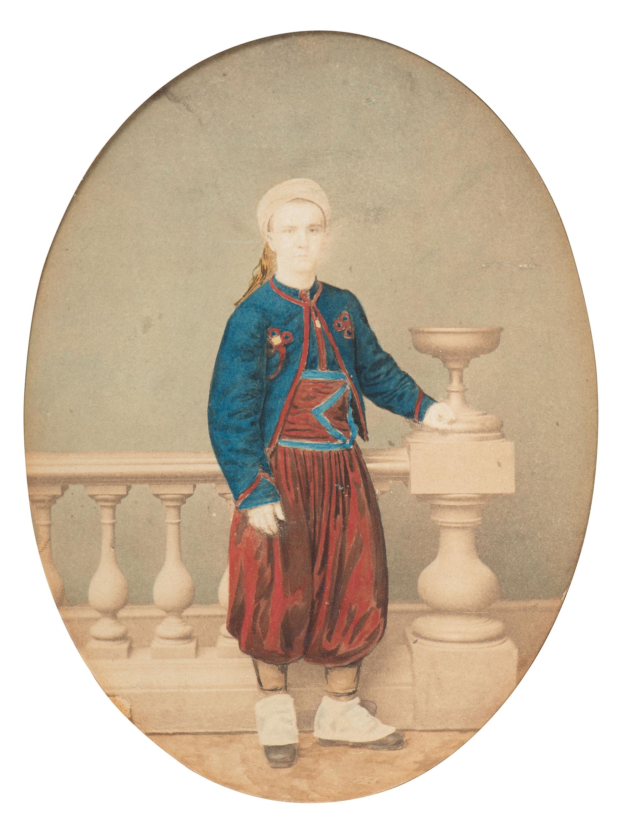 [CIVIL WAR]. Hand-colored albumen photograph of a Zouave.