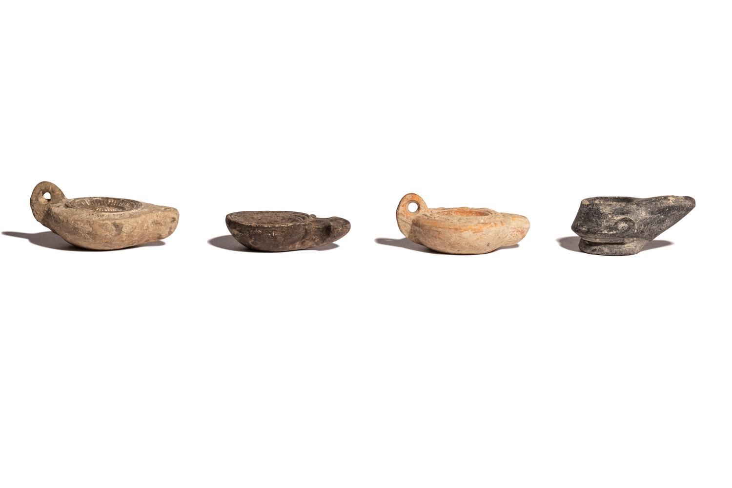 Four Graeco-Roman Pottery Oil Lamps