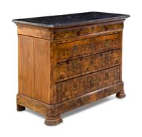 A Louis Philippe Burl Walnut Marble-Top Chest of Drawers