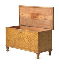 An American Small Sponge-Decorated and Yellow-Painted Wood Blanket Chest