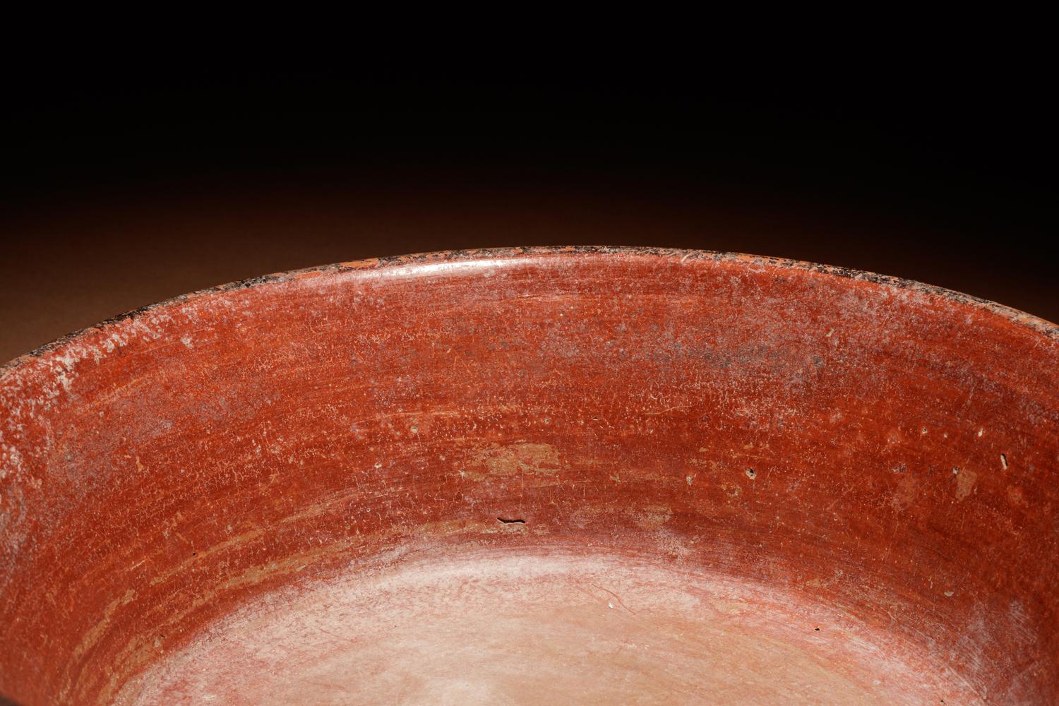 A Maya Polychrome Terracotta Bowl with Glyphs