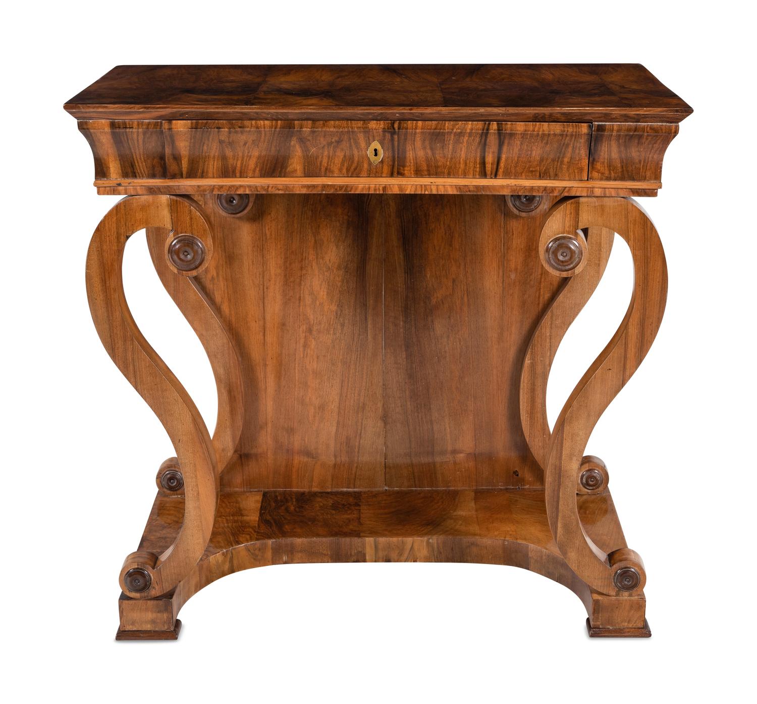 A Biedermeier Figured Walnut Pier Table