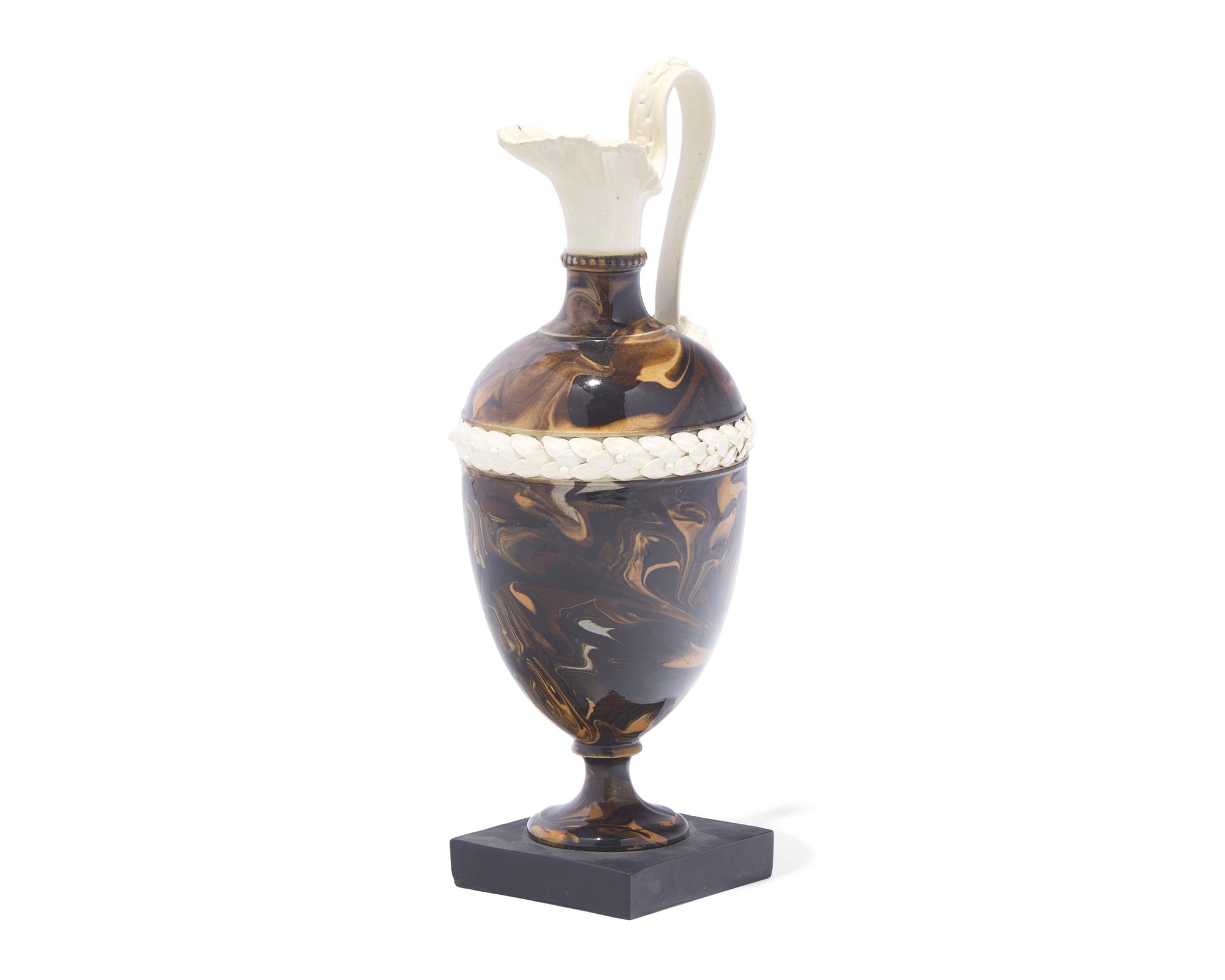 A Wedgwood and Bentley Agateware and Creamware Ewer
