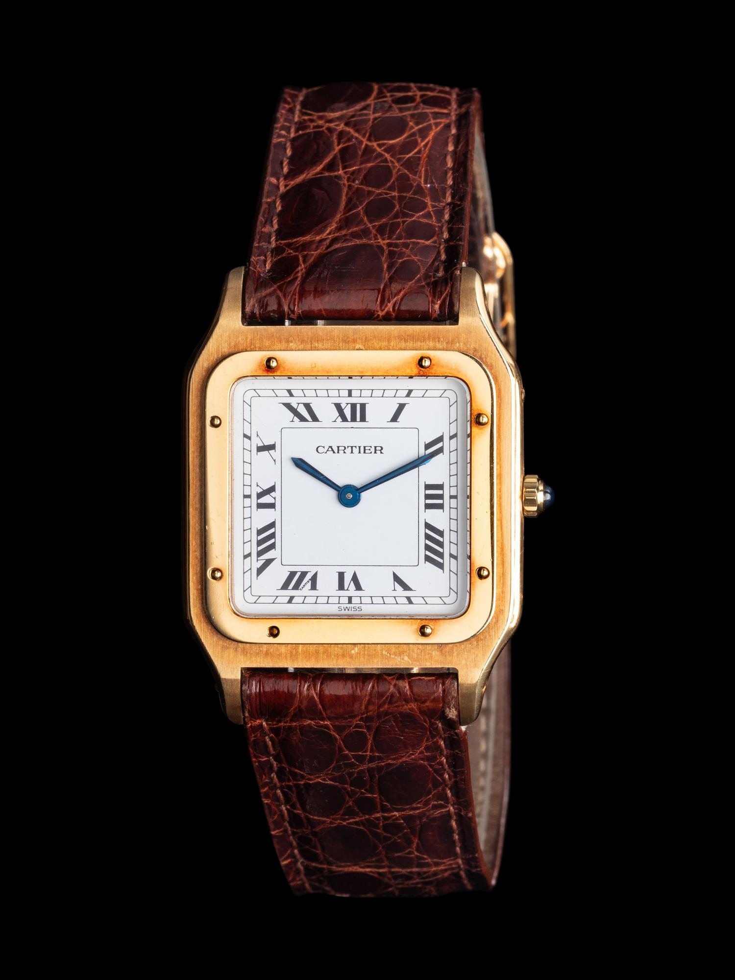 CARTIER, REF. 9605 18K YELLOW GOLD 'SANTOS DUMONT' WATCH