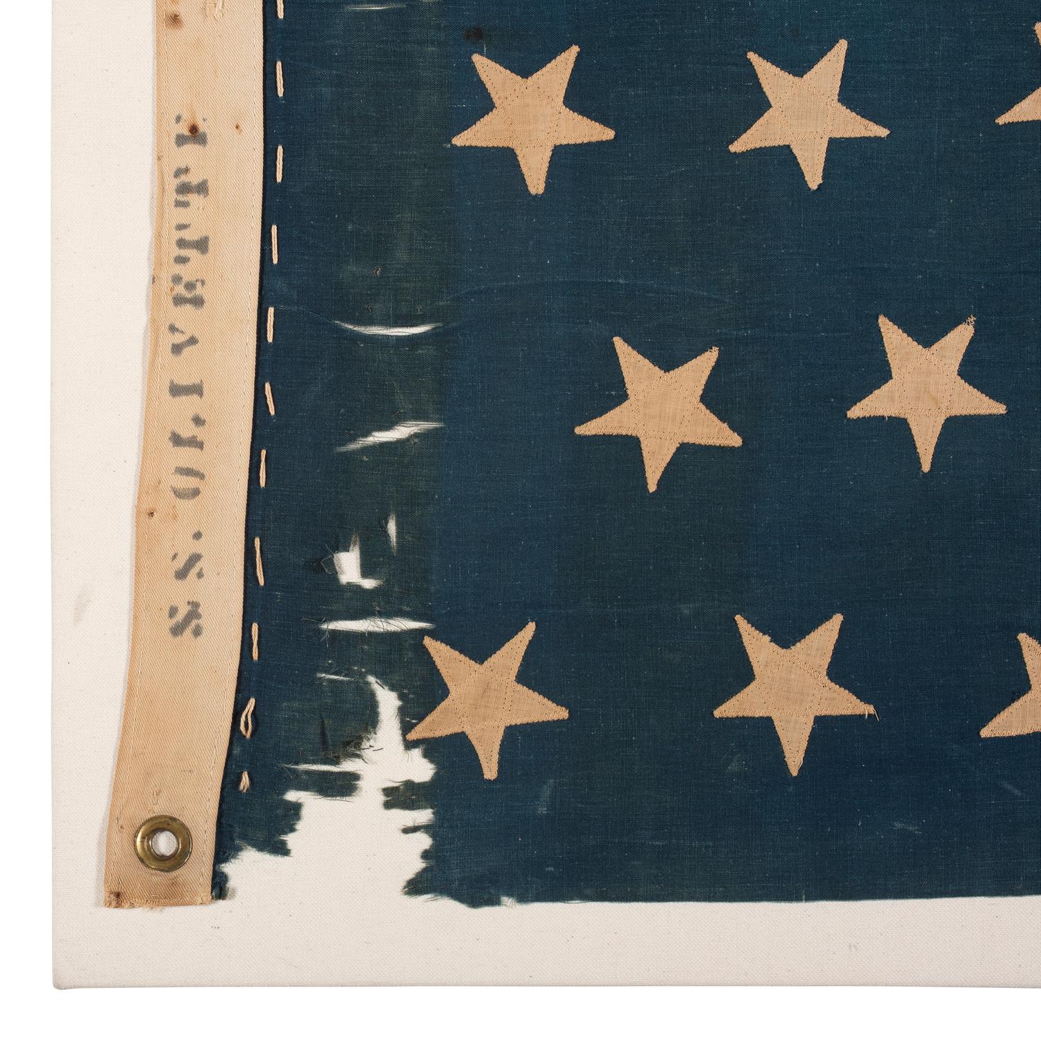 [FLAGS]. 45-star American Naval Jack identified to the SS Olivette . Ca 1898-1908.