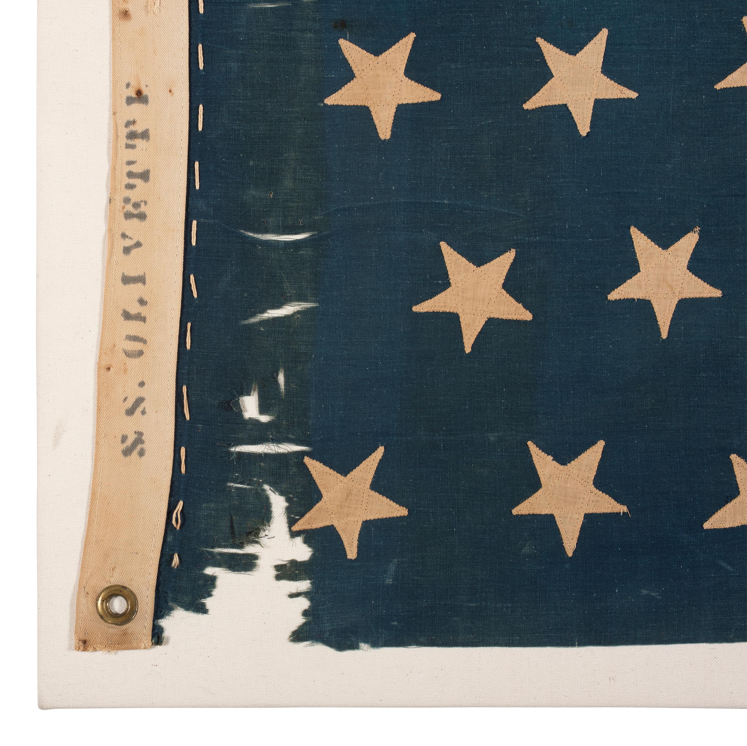[FLAGS]. 45-star American Naval Jack identified to the SS Olivette . Ca 1898-1908.
