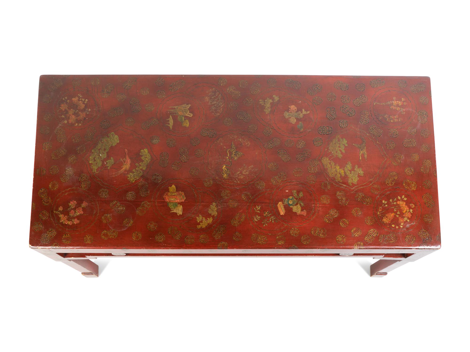 A Chinese Export Red Lacquer Low Table
