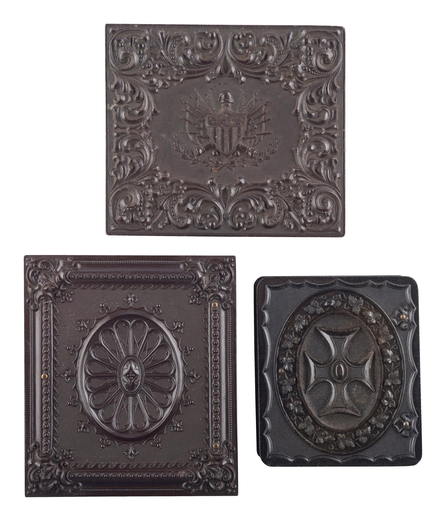 [EARLY PHOTOGRAPHY]. A group of 10 Union cases highlighted by half plate Washington Monument case and ninth plate glass window case.