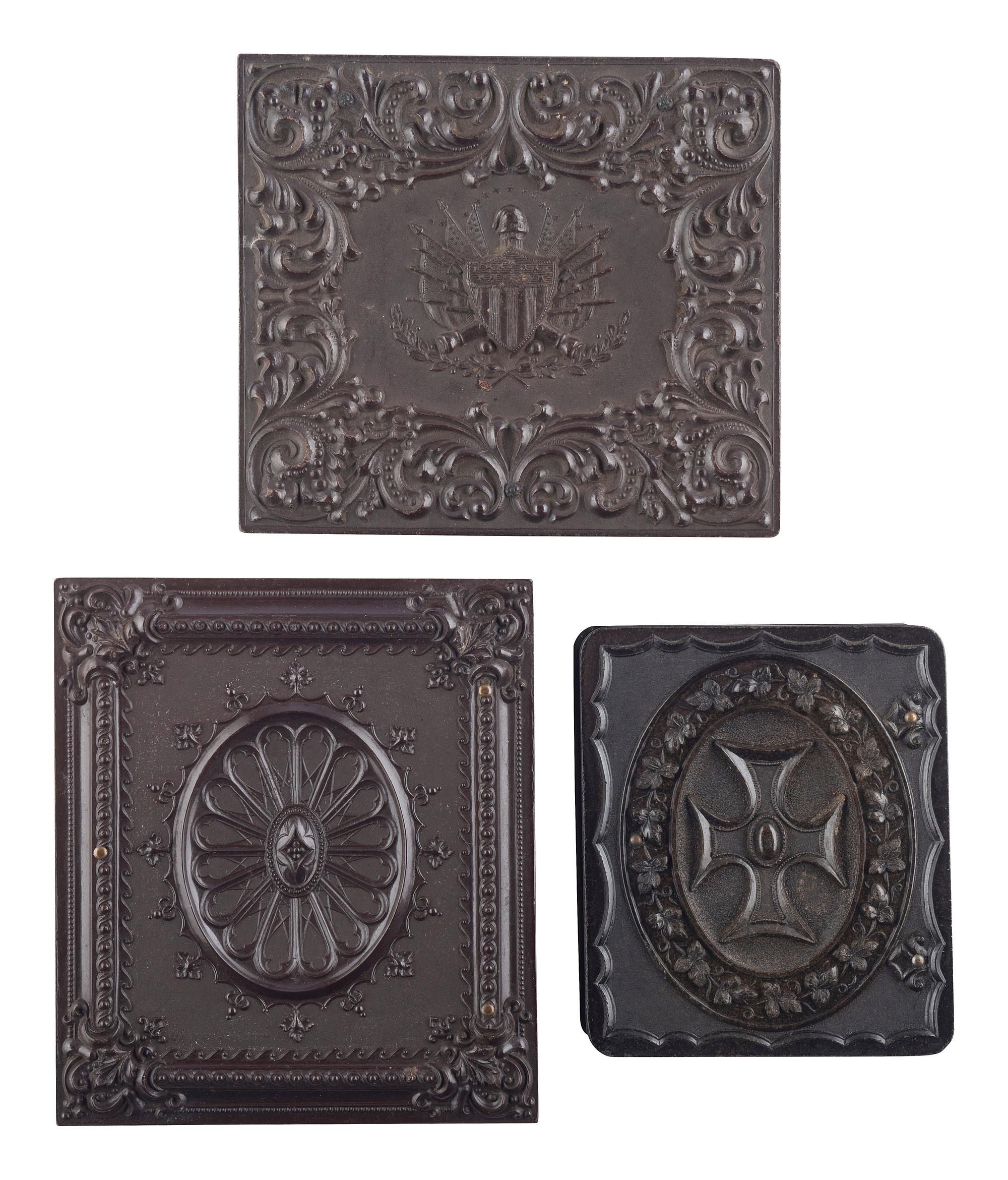 [EARLY PHOTOGRAPHY]. A group of 10 Union cases highlighted by half plate Washington Monument case and ninth plate glass window case.