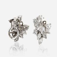 A pair of diamond and platinum earrings