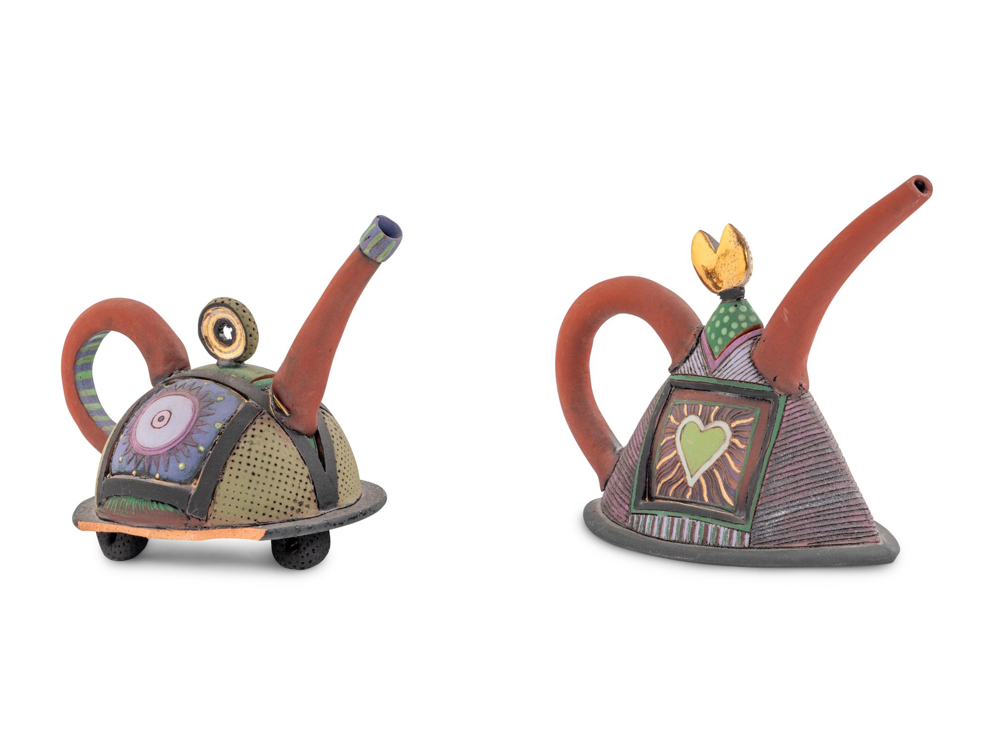 A Pair of Whimsical Ceramic Teapots