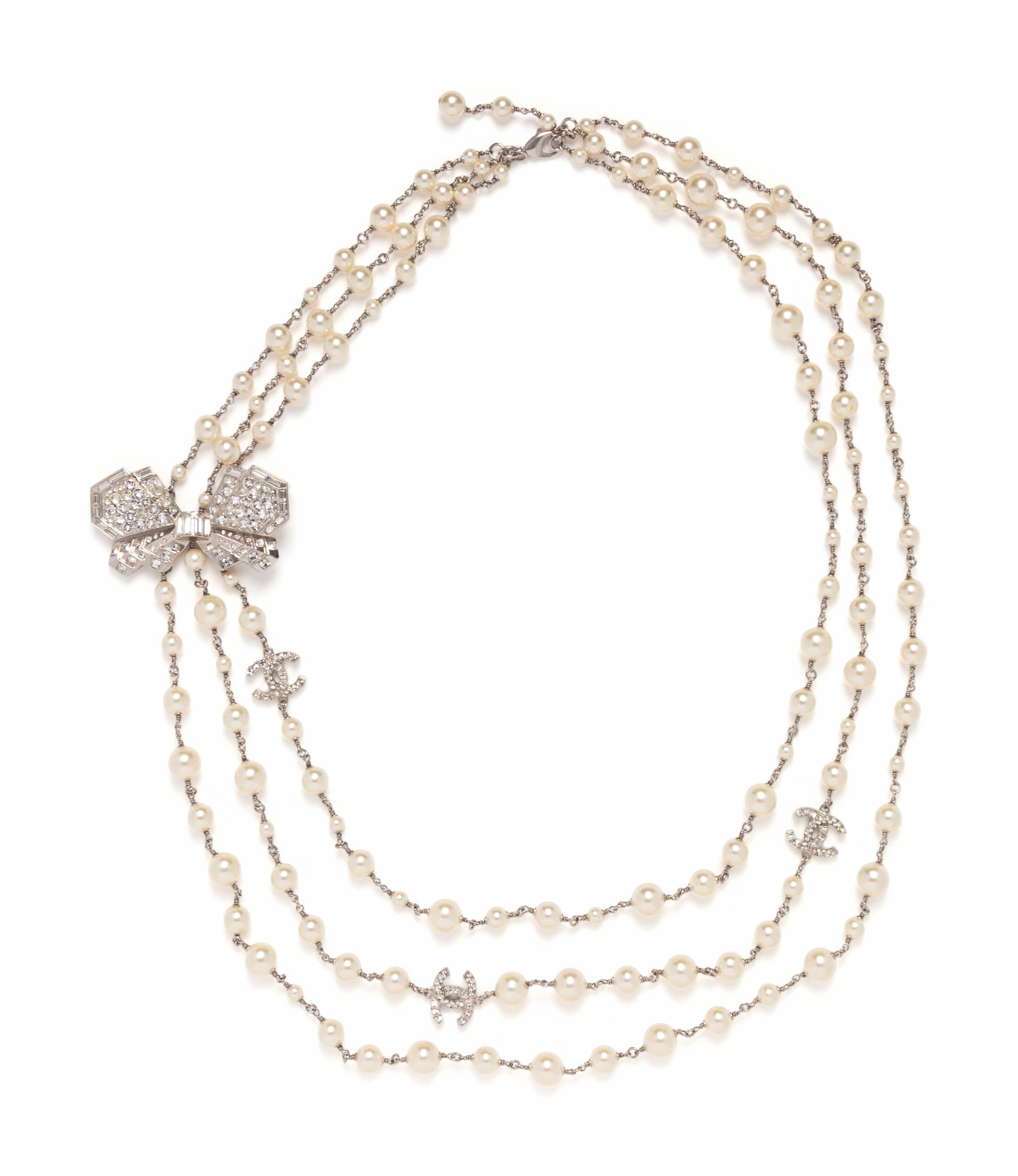 Chanel Faux-Pearl & Rhinestone Necklace