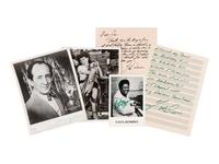 [ENTERTAINERS]. A group of 13 letters, photographs, and ephemera signed, comprising;